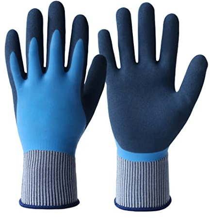 Guantes de manejo de cactus Guantes de jardinería Guantes de jardín de látex pesado Guantes de trabajo de doble recubrimiento Guantes de trabajo resistente a prueba de punción para hombres, azules S