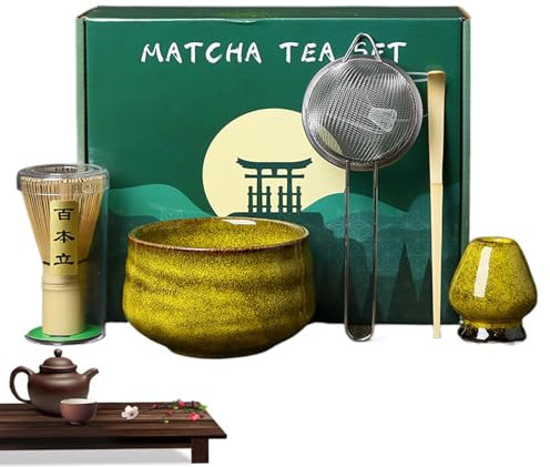 Set di fruste per Matcha, 5 pezzi, con ciotola e frusta per Matcha, kit per principianti, per il matcha, set di frusta e scodella per uso quotidiano, casa, principianti
