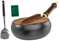 Gralara Poêle Chinois poêle de Cuisson Robuste Fond Plat 9.45 Wok Traditionnel avec Couvercle en Bois