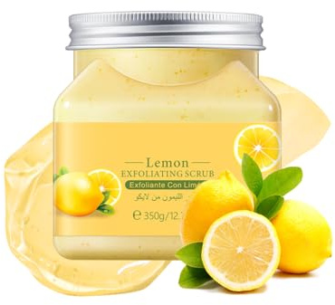 Wenrny Lemon Exfoliating Body Scrub,Lemon Fresh Scent Body Scrub to Cleansing,Moisturizing,Exfoliating,Smoothing and Even Toner Skin,Exfoliator Scrubs for Foot Hand Back,1 Pcs,350g