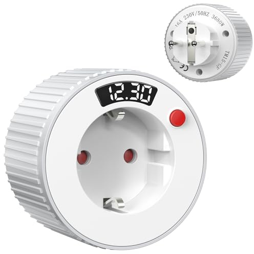 Digitaler Countdown-Timer mit 360° Drehsteuerung – einstellbar von 1 min bis 23 Stunden 59 min, Energitimer für den Innenbereich – weiß