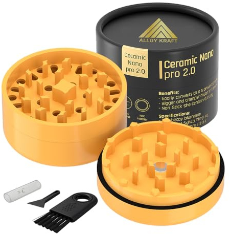 CERAMIC NANO PRO 2.0 Premium Grinder | Non-stick keramisk nano-beläggning | Quick-Connect-system utan gänga trippel magnet N52 |62 mm djup kammare Ø | Ört- och kryddkvarn