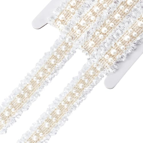 PH PandaHall 1.8m Nastro con Perle da Cucire 30mm Passamaneria con Perline Bianco per Costumi Fai Da Te Tessuti Artigianali Cucito Abiti da Sposa Decorazioni Matrimoniali