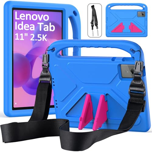 RollinCase Barnfodral för Lenovo Idea Tab 11 Tums Tablet 2025 (TB-336ZU/TB-336FU), Eva Lätt Stötsäkert med Barnhandtag och Axelrem, Blå