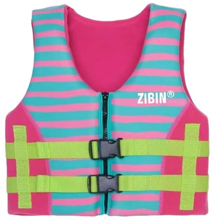 Generisch Maillot de bain fille gilet de sauvetage pour fille, gilet de sauvetage pour piscine, plage, activités de plein air, maillot de bain confortable pour enfants, Rose, 3-4 ans