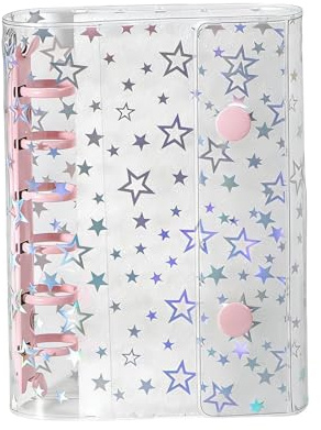 de encuadernación - 11 cm de purpurina con estrella de PVC, protector de planificador reutilizable para hojas sueltas A7, carpeta organizadora elegante, cubierta de diario para la oficina, la