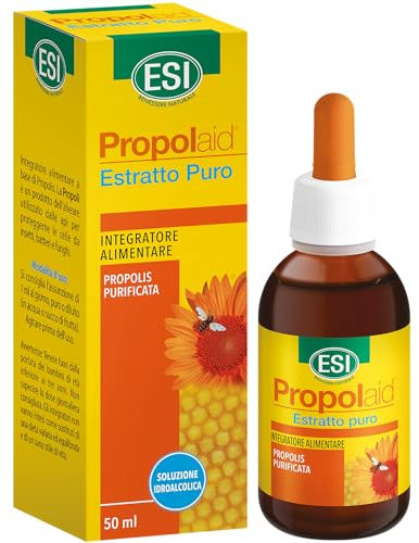 ESI - Propolaid Estratto Puro, Integratore Alimentare di Propolis, Supporta il Normale Funzionamento del Sistema Immunitario, Contrasta Sintomi da Raffreddamento, Senza Glutine e Vegetariano, 50 ml