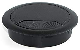 Emuca passe-câbles ronds encastrables pour table de bureau en plastique, Noir, Ø 60 mm (20un)