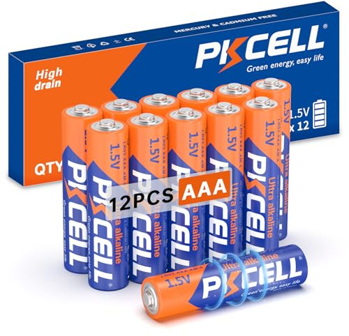 PKCELL AAA Batteries 12 Pack, Triple A Batteries, 1.5V High-Performance Alkaline Battery for Flashlights Keyboards Clocks Toys Remote Controls, 10-Year Shelf Life