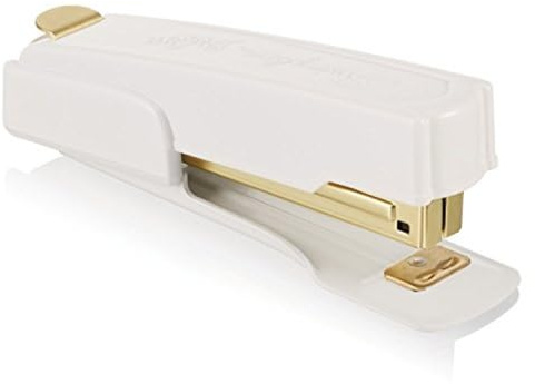Swingline Vintage Stapler, 20 Sheet Capacity, Jam Free, Compact, Built-In Staple Remover, Metal, White and Gold (S7042301AZ)