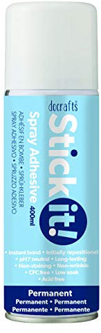 Stick it Spray Adhesive, Permanent, Clear, 400ml, Spray Glue for Home and Craft Projects, Strong Bond once Set and Long Lasting, Ideal for Paper, Cards, Photographs, Rubber, Fabrics and more