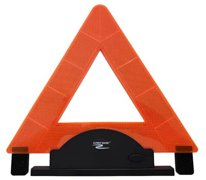 Reflective Warning Triangle with LED Lights for Road Safety by Lumen Wand | Metal Base | Internal LED with External Reflectors Emergency Triangle for Car Breakdowns