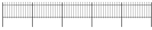 vidaXL Gartenzaun mit dekorativen Speerspitzen Schmuckzaun Metallzaun Zaun Zaunelemente Stahlzaun Gitterzaun Zaunfeld Tor Stahl 8,5x1m Schwarz