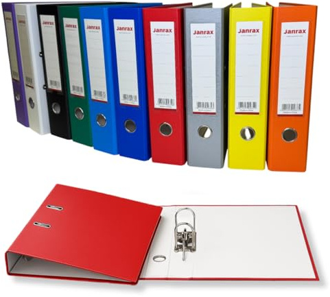 Pack of 10 A4 Assorted Colour Paperbacked Lever Arch Files by Janrax