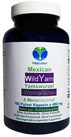 Yamswurzel MEXICAN WILD YAM 180 Kapseln für Wechseljahre, Menstruation, hormonelles Gleichgewicht, Stimmungsschwankungen - NATUR pur. Nicht hochdosiert! OHNE Zusatzstoffe. 26920-180