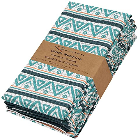 RUVANTI Cloth Napkins Set of 6, 100% Cotton, 18x18 Inches, Washable, Soft, Absorbent for Parties, Christmas, Thanksgiving, Weddings, Dinner - Kite