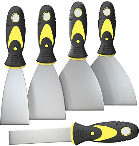 Rerdeim 5Pcs Putty Knife, Set, 1 2 3 4 5 Scraper, Spackle Knife, Paint Scraper, Scraper Tool, No Rusting, Perfect For Repairing Drywall, Removing Wallpaper, Mud, Plaster Scraping