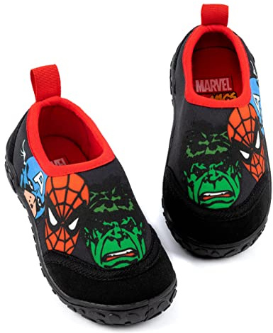 Marvel Zapatos de baño para niños | Chicos Spider-Man Hulk Capitán América Superhéroe Negro Rojo Zapatos de Agua | Calcetines de Piscina de mar Resistentes al Agua Calzado de Traje de Neopreno
