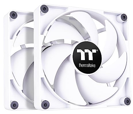 Thermaltake CT140 PC Cooling Fan White (2-Fan Pack), Daisy-Chain Design, Fan speeds up to 1500 RPM, 140 mm Hydraulic Bearing Fan, Anti-Vibration mounting, CL-F152-PL14WT-A