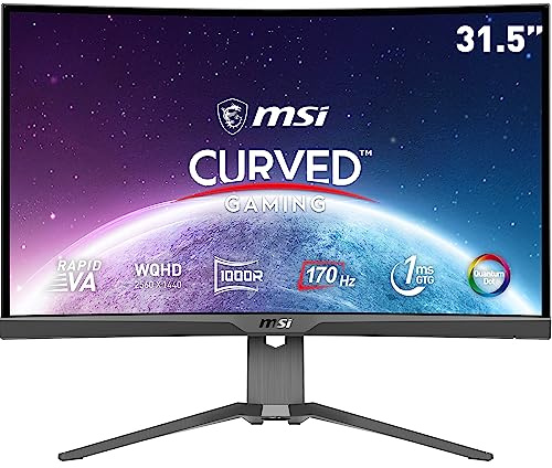 MSI MAG 325CQRF-QD Écran Gaming Incurvé 31.5 WQHD - Dalle Rapid VA 1000R, 2560x1440, 16:9, 170Hz / 1ms, FreeSync Premium, HDR Ready, Pied Réglable - HDMI 2.0b, DisplayPort 1.2a, USB Type-C, USB 2.0