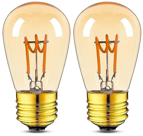 Genixgreen Lampadina LED E27 Edison 3W Lampadina LED a filamento S14 ST45 per luce stringa,E27 Luce Calda 2200K equivalente 20W Lampade a incandescenza,Non Dimmerabile,2 Pezzi