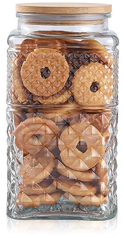 Galazzz 0.7Gallon/90 oz /2600ml Glass Cookie Jar,Large Glass Jar with Airtight lid, Glass Food Storage Container for Cookies, Candy, Flour, Dog Treats, Coffee,(Holds about 5lbs of Rice)