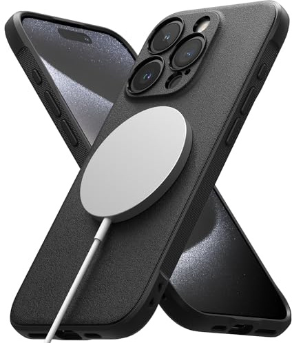 Ringke Onyx Magnetic für iPhone 15 Pro Max Hülle, [Kompatibel mit MagSafe] Griffig rutschfest Anti-Fingerabdruck Stoßfest Kratzfest Handyhülle mit Präzisen Kameraausschnitten - Black