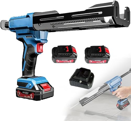 DPLXFPP Pistola Calafateo Inalámbrica Doble Tubo Empuje 8000n, Aplicador Automático Inalámbrico Epoxi Doble Componente con Baterías Iones Litio Y Cargador Suministrado, para Calafatear,2*Battery