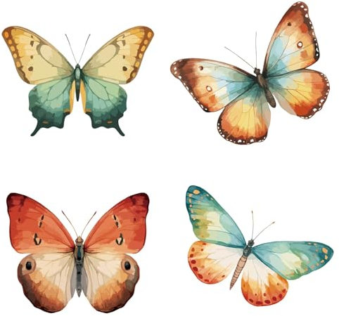 GORGECRAFT 4 pz Adesivi per Finestre A Farfalla Adesivi per Finestre Impermeabili per Insetti Pellicola di Avviso in Vinile per Bagno Cucina Porta Scorrevole in Vetro Anti-Collisione per Prevenire