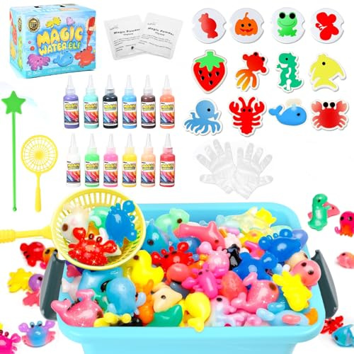 Magic Toy Water Toy Elf Toy Kit Aqua Toy Fairy Water Gel Kit Magic Toy Water Toy Fairy Gel with 12 Magic Gels 12 Molds Squishy Maker，Christmas Gifts, Art DIY STEM Gifts for Kids (12 Colors)