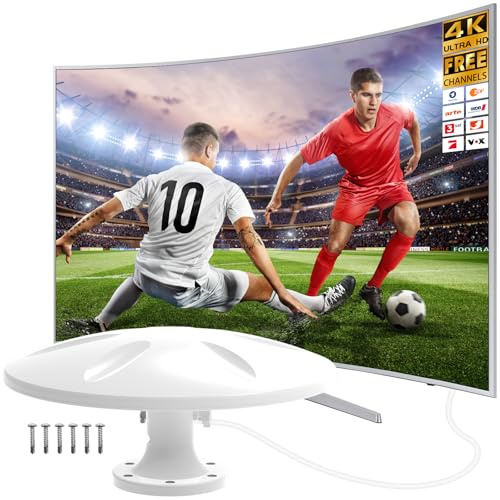 DGUPSP DVBT2 Antenna, Indoor Antenna DVB-T & DVB-T2 Antennas with Amplifier, Long Range and 360° Reception, Indoor Antenna for TVs with Strong Magnetic Base, Suitable for 4K 1080p - BV08711
