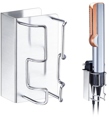 Soporte para Plancha de Pelo, Soporte para Rizador de Pared, Almacenamiento para Rizador de Acero Inoxidable, Soporte Autoadhesivo para Secador de Pelo, para Baño, Peluquerías, Tocador