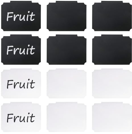 SYEYCW 12 Pezzi Clip Porta-Etichette, Etichette per Cestini in Plastica con Clip, Etichette Rimovibili per Cestini Clip in Bianco e Nero, per Cestini in Tessuto per l'Organizzazione Della Scatola