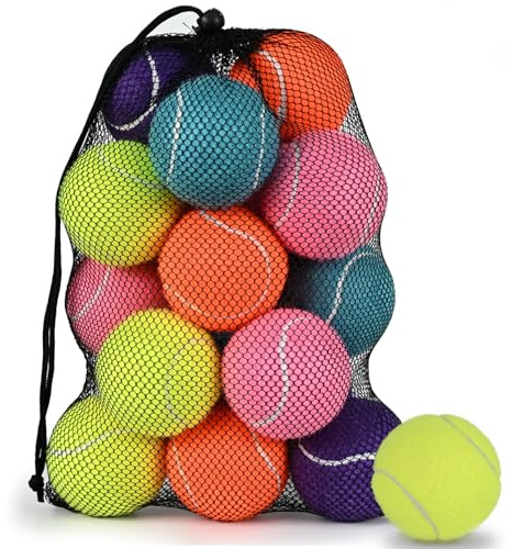 LITIAN 20 Pack Tennis Balls Bulk for Practice and Dog Play – Durable Felt & Natural Rubber Pressureless Tennis Balls with Mesh Bag– Consistent Bounce, All Court Surfaces
