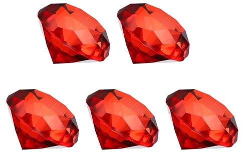PATIKIL 5 Pcs Presse-Papiers En Cristal Diamant, 40mm / 1.57 Pouce Presse-Papiers En Cristal Pour Décoration De Bureau À Domicile, Table De Mariage, Bijoux Et Ornements, Rouge