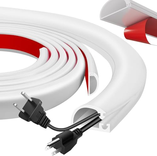 2M Canaleta Cables Pared Adhesivo, Blanco Canal de Cable Flexible Canales de Cable Semicirculares 25 * 15mm para 2-3 Cables para Uso en Oficinas, Escuela, Almacén, Conciertos, Etc