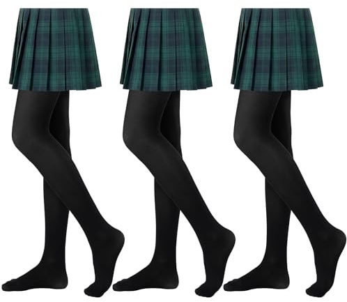 Daysx 3 Pairs Girls Tights Ballet Tights for Kids Girls School Uniform Dancing Sport pantyhose Tights Age 3-15 Years (UK, Age, 8 Years, 12 Years, Regular, Black/Black/Black)