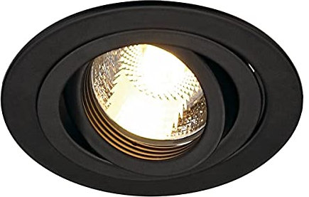 SLV LED Deckeneinbaustrahler NEW TRIA 78 I rund, QPAR 51, GU10, single, einflammig, CS, Clipfeder, schwarz, Einbauleuchte, Deckenstrahler, dreh- und schwenkbare Deckeneinbauleuchte, Indoor