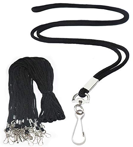 BAITEER 120 Pcs Black Lanyards Premium Bulk Lanyards Round 36 with Swivel J Hook for ID Name Badge Holder, VIP, School, Kids, Coach, Conference, Festival and Hang Keys