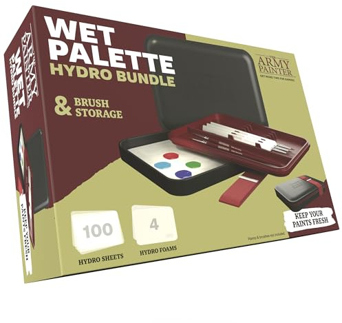 The Army Painter Wet Palette for Acrylic Painting & Hydro Pack Paper Palette Bundle -Premium Wet Palette for Miniatures with 100 Palette Paper Sheets & 4 Wet Palette Sponges -Painting Palette with Lid