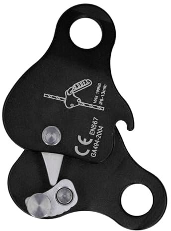 Kletterseilgreifer, 3,03x2,76 Zoll 5KN 100KG/220.5lb Aluminiumlegierung Selbstsichernder Stopp Abseilgerät Kletterseilgreifer Stopper Rettungs Abseilring Kletterausrüstung für 8-13mm Kletterseil