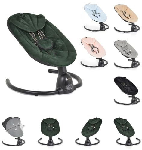 Moni Babywippe Clarissa elektrisch Moskitonetz Fernbedienung Musikfunktion Timer, Farbe:grün