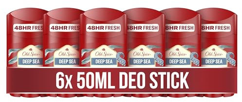 Old Spice Deep Sea Deostick für Männer, 6x50ml, 24/7 Frischhh bei täglicher Anwendung, langanhaltender Duft in Parfumqualität, Schutz vor Gerüchen, Ohne Aluminiumsalze, unsichtbar auf Schwarz und Weiß