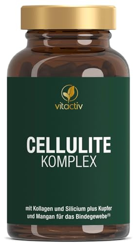 VITACTIV Cellulite Komplex – Bindegewebe Kapseln Hochdosiert - mit Kollagen, Aminosäuren, natürlichem Bambus-Silicium und Vitaminen, 90 Kapseln