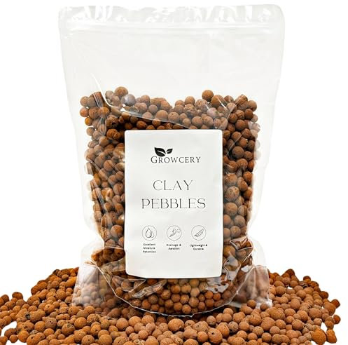 Growcery Premium Clay Pebbles For Plants: Multipurpose Growing Medium for Gardens, Hydroponics, and Green Roofs, Pots Drainage, Orchids, Terrariums, Water Beads (3L)