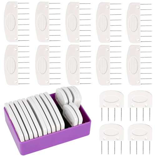 Editbar 20 Stück Kammnadeln Strickblocker Set - Stricken & Häkeln Werkzeuge aus Edelstahl, Strick Blockern Stricken Set, Perfekt zum Blockieren & Formen von Strickstücken(Weiß)