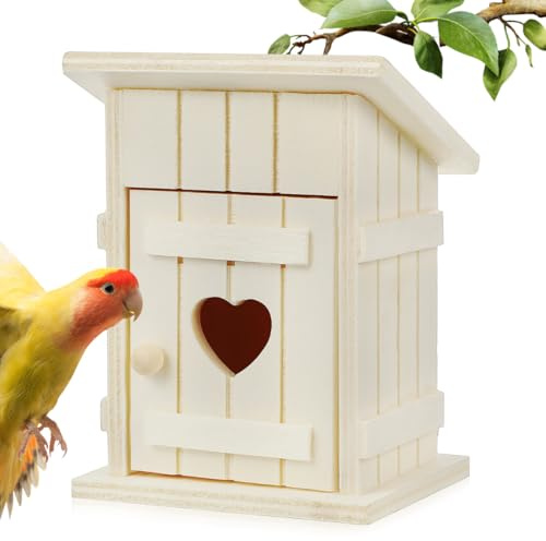 ifundom Caja Nido De Madera Sin Pintar Casa para Pájaros para Exteriores Nido De Pájaros para Mascotas Diseño Decorativo con Orificio De Entrada Fácil De Instalar En Jardín