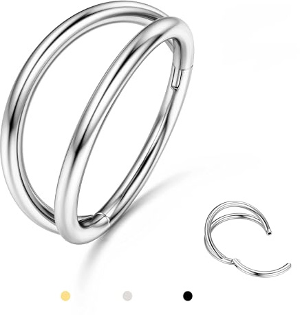 BodyBonita Triple/Doble Aros de Piercing Nariz Acero Quirurgico 316L Septum Clic 16G/18G/20G CZ Caracola Hélice Torre Trago Piercing Oreja Cartílago Pendientes Labio Anillo Oro/Negro/Plata/Oro Rosa