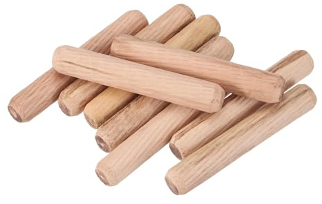 QUARKZMAN Clavijas De Madera 9 Piezas 10x60mm (0.39x2.36) Extremos Biselados Y Estriados Clavijas De Madera Seca Para Muebles Y Estanterías