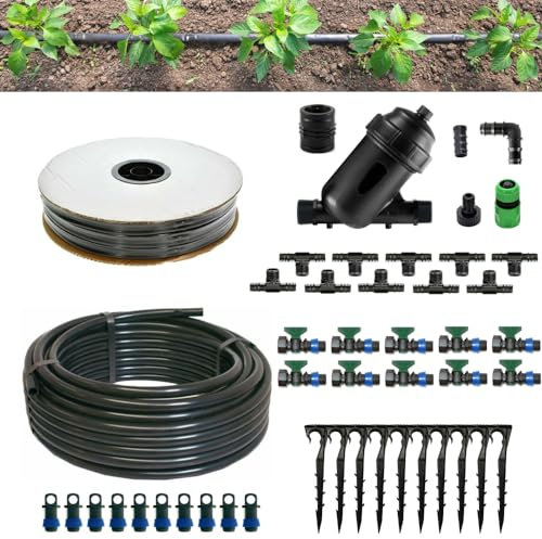 Kit Irrigazione Orto Manichetta gocciolante leggera 200 Mq | Distanza Goccia ogni 40 Cm Impianto Completo raccordi e filtro
